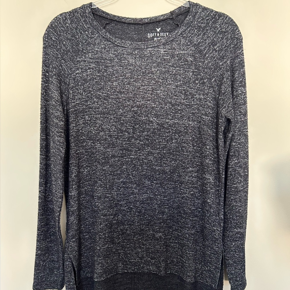 Aerie Soft & Sexy Plush Long Sleeve Shirt Size XS Gray